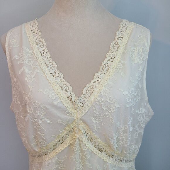 Worthington Womans 1X Lined Lace Tank Cami 1X Cream Coquette Angelic Bohemian - Picture 5 of 11